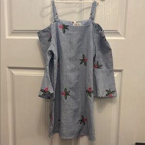 Hayden Stripe Floral Print Cold Shoulder Sundress
